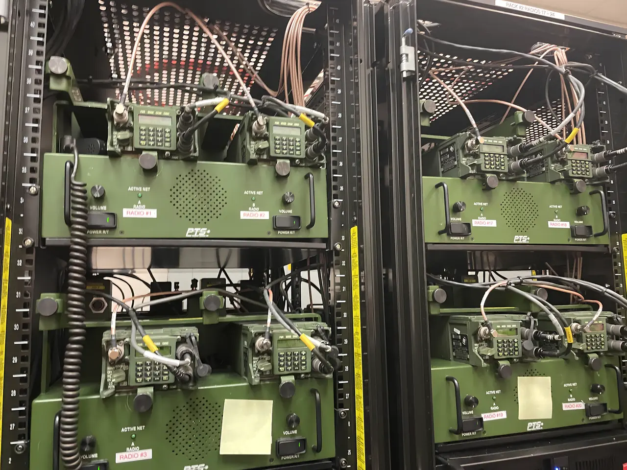 Close-up of a racked docking station